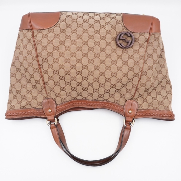 X32❤️Gucci GG Canvas and Leather Brick Lane Tote Gucci - Picture 7 of 15